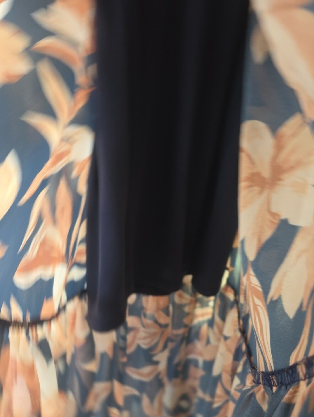 Flying Tomato Large Navy  Dress with Cream & Tan Floral Print - Picture 13 of 14